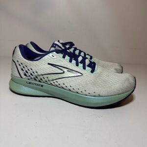 Brooks Levitate 5 Shoes Womens 10.5 B White Navy Blue Yucca Road Running Neutral